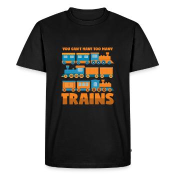 Collectionneur de trains: Trop de trains - T-shirt Premium bio Homme - noir - Devant - Nico (187cm)