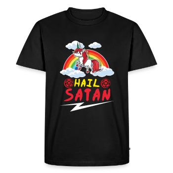Satan Licorne Arc-en-ciel Metal Musique Amateur de Rock - T-shirt Premium bio Homme - noir - Devant - Nico (187cm)