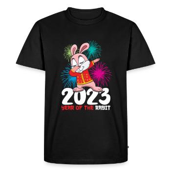 Lapin Dabbing Nouvel An chinois 2023 Nouvel An - T-shirt Premium bio Homme - noir - Devant - Nico (187cm)