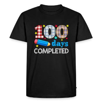 Plaid 100th Day Completed 100 Days Of School - Men's Premium Organic T-Shirt - black - Front - Nico (187cm)