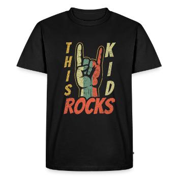 Vintage Retro Rock Sign Rock Hand Metal Kid Rocker - T-shirt Premium bio Homme - noir - Devant - Nico (187cm)
