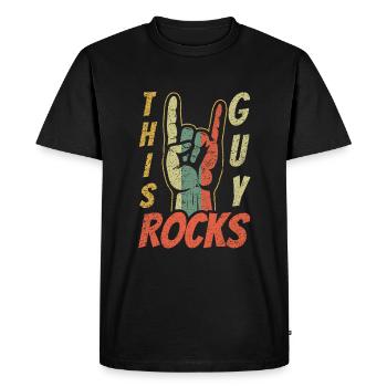 Vintage Retro Rock Sign Rock Hand Metal Guy Rocker - T-shirt Premium bio Homme - noir - Devant - Nico (187cm)