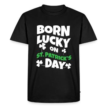 Birth Lucky Shamrock Clover Saint Patrick Day - Men's Premium Organic T-Shirt - black - Front - Nico (187cm)