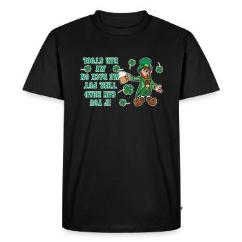 Funny Drunk Paddy Shamrock Saint Patrick Day - Men's Premium Organic T-Shirt - black - Front - Nico (187cm)