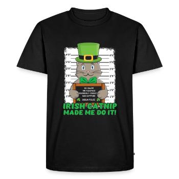 Chat irlandais drôle en colère Bonne fête de la Saint-Patrick - T-shirt Premium bio Homme - noir - Devant - Nico (187cm)