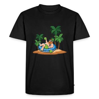 Leprechaun Relax Shamrock Saint Patrick Day - Men's Premium Organic T-Shirt - black - Front - Nico (187cm)