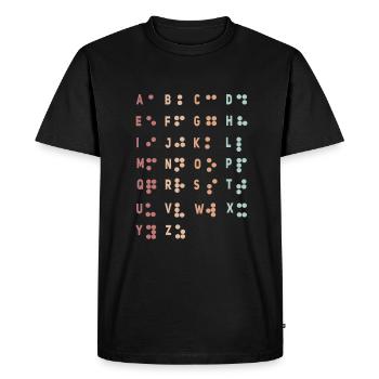 Retro Letter Braille Language Braille Alphabet - Men's Premium Organic T-Shirt - black - Front - Nico (187cm)