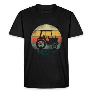 Rétro Vintage Tractor Truck Ranch Farm Farmer - T-shirt Premium bio Homme - noir - Devant - Nico (187cm)