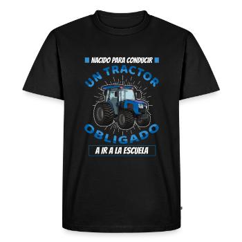 Drive Tractors Forced To School Tractor Driver - Men's Premium Organic T-Shirt - black - Front - Nico (187cm)
