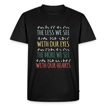 Less We See Eyes More Heart Braille Alphabet Retro - Men's Premium Organic T-Shirt - black - Front - Nico (187cm)