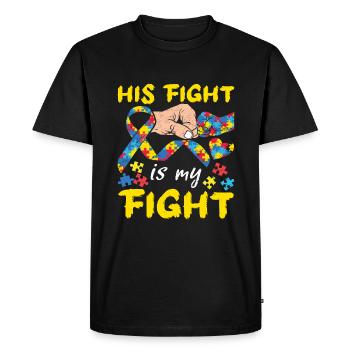 His Fight My Fight Blue Puzzle Autism Awareness - Men's Premium Organic T-Shirt - black - Front - Nico (187cm)
