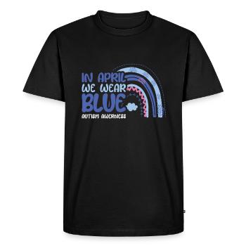 Arc-en-ciel en avril bleu pour le mois de sensibilisation à l’autisme - T-shirt Premium bio Homme - noir - Devant - Nico (187cm)