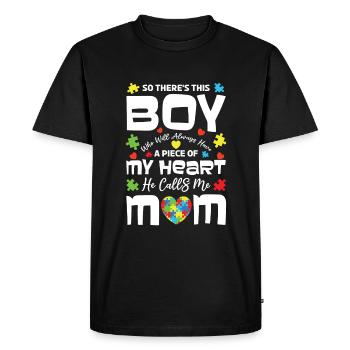 Heart Boy m’appelle maman Puzzle Sensibilisation à l’autisme - T-shirt Premium bio Homme - noir - Devant - Nico (187cm)