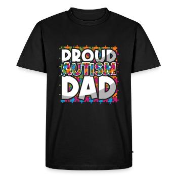 Proud Autism Dad Puzzle Colorful Autism Awareness - Men's Premium Organic T-Shirt - black - Front - Nico (187cm)