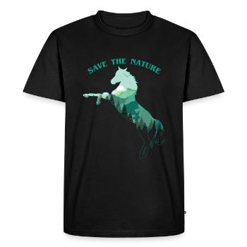 Horse Save Nature Planet Oceans Day Earth Day - Men's Premium Organic T-Shirt - black - Front - Nico (187cm)