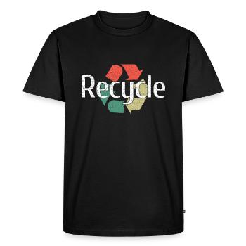 Retro Recycle Save Nature Oceans Day Earth Day - Men's Premium Organic T-Shirt - black - Front - Nico (187cm)