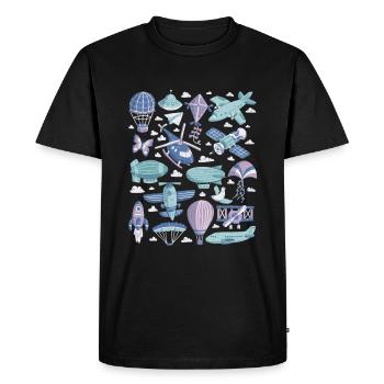 Aviation - Hélicoptère, Avion, OVNI - T-shirt Premium bio Homme - noir - Devant - Nico (187cm)