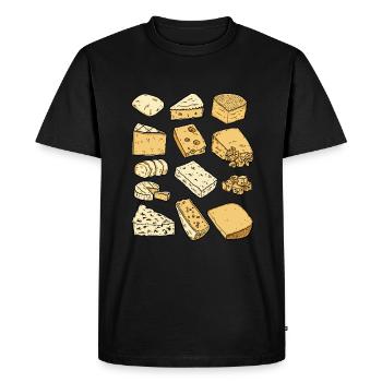 Cheese (Parmesan, Gouda, Gorgonzola, Camember) - Men's Premium Organic T-Shirt - black - Front - Nico (187cm)