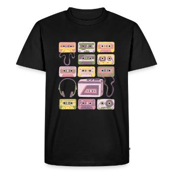 Cassettes - Vintage - Rétro - Enregistreurs - Mixtapes - T-shirt Premium bio Homme - noir - Devant - Nico (187cm)