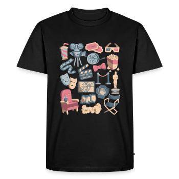 Cinéma - Films, Écran, Popcorn - T-shirt Premium bio Homme - noir - Devant - Nico (187cm)