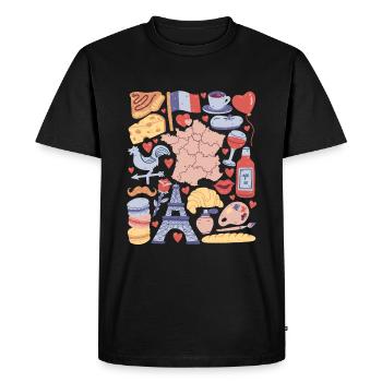 France, Paris, Europe, Tour Eiffel, Amour - T-shirt Premium bio Homme - noir - Devant - Nico (187cm)
