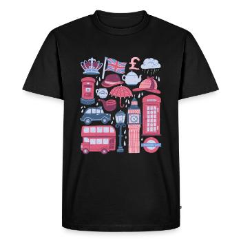 Angleterre Londres Big Ben Cabine téléphonique Bus Royaume-Uni - T-shirt Premium bio Homme - noir - Devant - Nico (187cm)