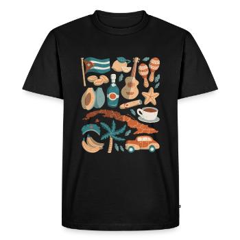 Cuba Doodle Havana Cigar Rhum Rumba des Caraïbes - T-shirt Premium bio Homme - noir - Devant - Nico (187cm)