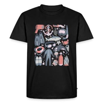 Diving Doodles Scuba Snorkeling Diving Equipment - Men's Premium Organic T-Shirt - black - Front - Nico (187cm)