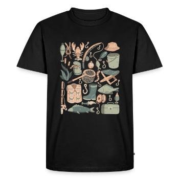 Fishing Doodles Fish Anglers Bait Fishing Hook - Men's Premium Organic T-Shirt - black - Front - Nico (187cm)