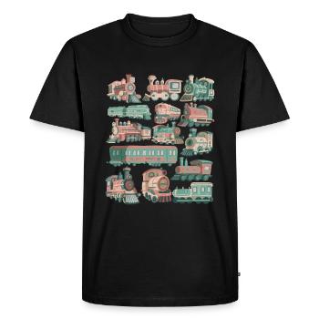 Train Doodles Locomotive Railway Locomotive Tracks Railway - Men's Premium Organic T-Shirt - black - Front - Nico (187cm)
