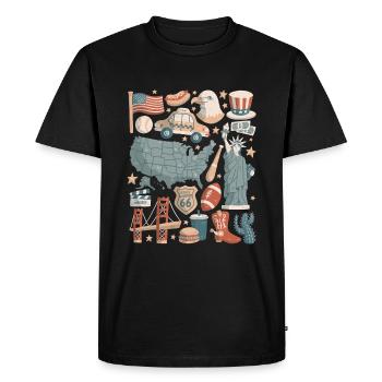 USA Doodles États-Unis d’Amérique - T-shirt Premium bio Homme - noir - Devant - Nico (187cm)