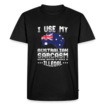 Australie Sarcasme Australia Day Australian - T-shirt Premium bio Homme - noir - Devant - Nico (187cm)