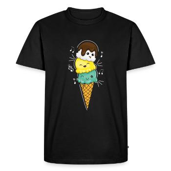 Kawaii Ice And Cream Funny Dessert Hello Summer - Men's Premium Organic T-Shirt - black - Front - Nico (187cm)