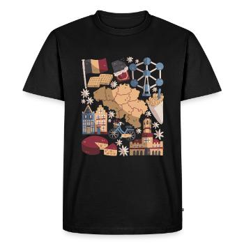 Belgique - T-shirt Premium bio Homme - noir - Devant - Nico (187cm)