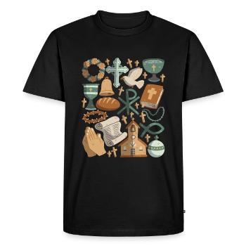 Christianisme - T-shirt Premium bio Homme - noir - Devant - Nico (187cm)
