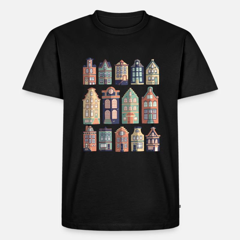 Holländische Häuser - Männer Premium Bio T-Shirt - Schwarz