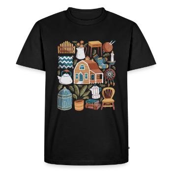 Cottage Maison de Campagne Hygge - T-shirt Premium bio Homme - noir - Devant - Nico (187cm)