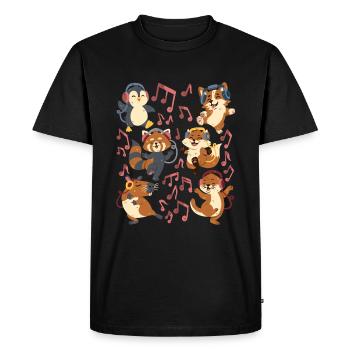 Animaux dansants : capybara, renard, corgi, loutre - T-shirt Premium bio Homme - noir - Devant - Nico (187cm)