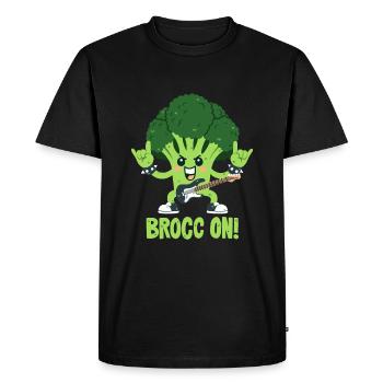 Jeu de mots sur le brocoli - Rock On ! - T-shirt Premium bio Homme - noir - Devant - Nico (187cm)