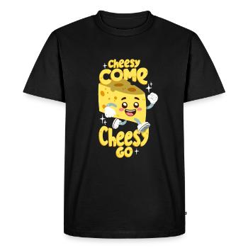 Cheese Pun: Cheesy Come Cheesy Go - Men's Premium Organic T-Shirt - black - Front - Nico (187cm)