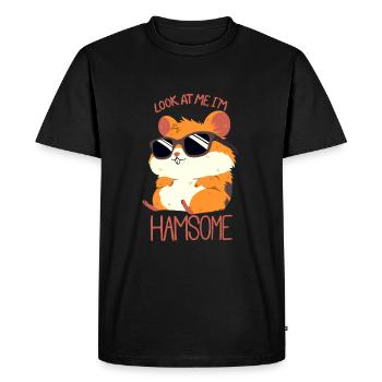 Hamsome Hamster - Men's Premium Organic T-Shirt - black - Front - Nico (187cm)