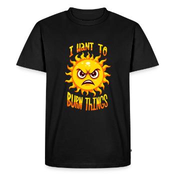 Je veux brûler des choses - T-shirt Premium bio Homme - noir - Devant - Nico (187cm)