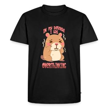 Je réfléchis trop - T-shirt Premium bio Homme - noir - Devant - Nico (187cm)