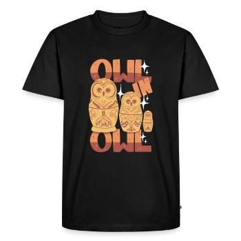 Matriochka hibou - T-shirt Premium bio Homme - noir - Devant - Nico (187cm)