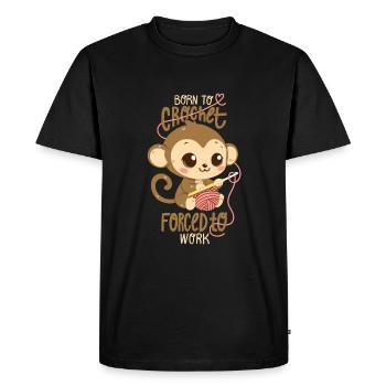 Né pour crocheter, forcé de travailler - T-shirt Premium bio Homme - noir - Devant - Nico (187cm)