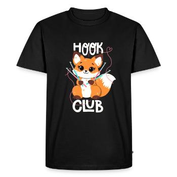 Crochet fox in hook club - Men's Premium Organic T-Shirt - black - Front - Nico (187cm)