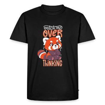 Overthinking Red Panda - Men's Premium Organic T-Shirt - black - Front - Nico (187cm)