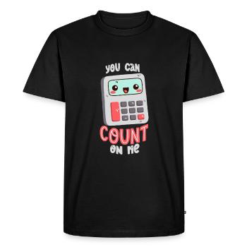 Jeu de mots sur la calculatrice - T-shirt Premium bio Homme - noir - Devant - Nico (187cm)