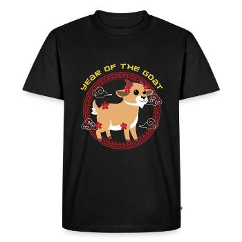 Année De La Chèvre Mignon Kawaii Nouvel An Chinois - T-shirt Premium bio Homme - noir - Devant - Nico (187cm)