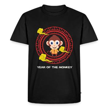 Year Of The Monkey Kawaii Zodiac Chinese New Year - Men's Premium Organic T-Shirt - black - Front - Nico (187cm)